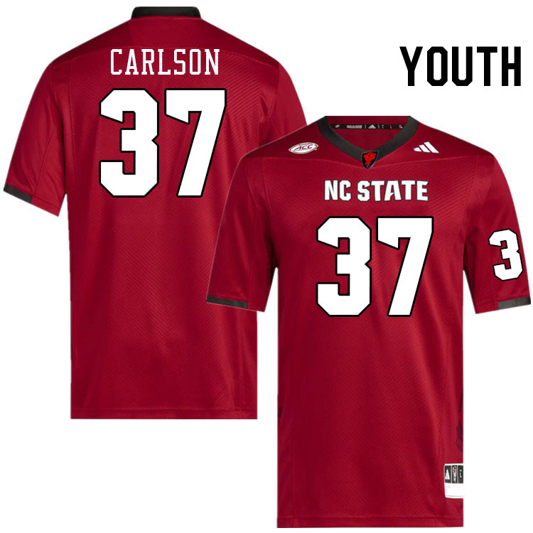 Youth #37 Addison Carlson NC State Wolfpack College Football Jerseys Stitched-Red